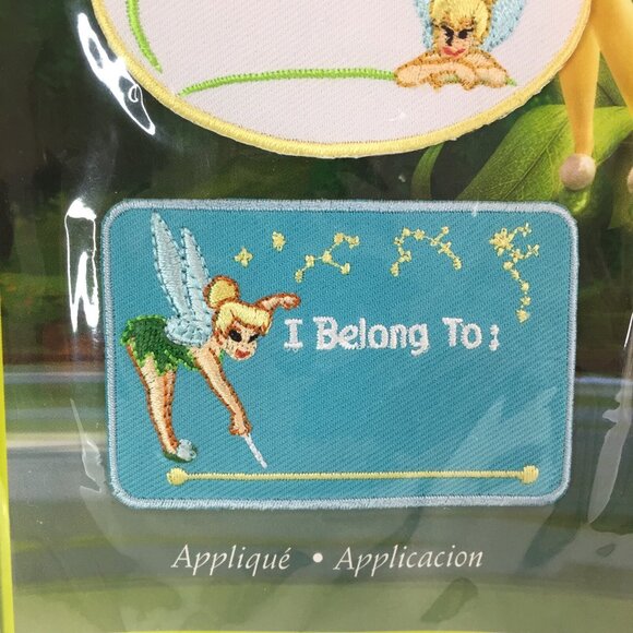 DISNEY Tinker Bell 2 Iron On Patch Sew 3" Name Tag Labels Fabric Marker NOS - Picture 3 of 6